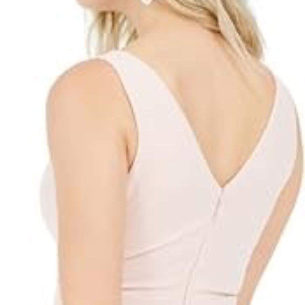 Guess Wrap Dress Crepe Pleated Asymmetrical Hemline Zip Closure Blush Pink - Picture 6 of 7